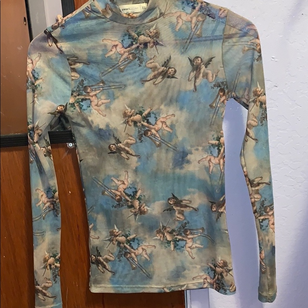 Y2K 2000s Angel Turtle neck long sleeve